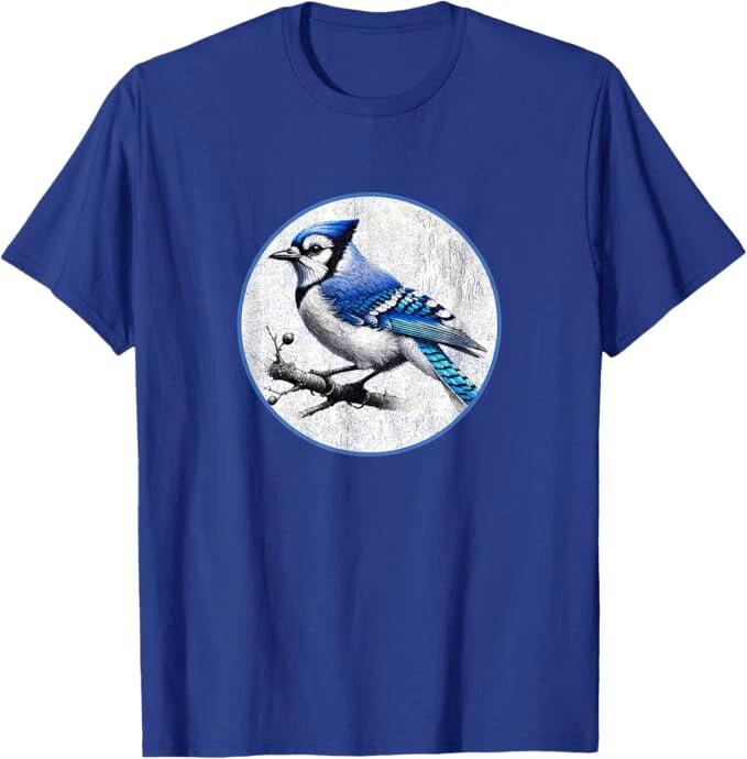 Retro Blue Jay Distressed Design by Bird Fan T-Shirt *NEW* 10 Colors M