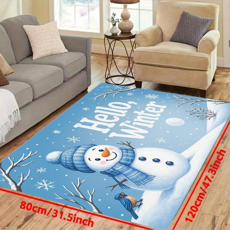 1Pcs Anti Fatigue Kitchen Rugsinter Snowman Print Waterproof Non-Slip Thick Cushioned Kitchen Mat Heavy Duty Comfort Standing Mat for Kitchen