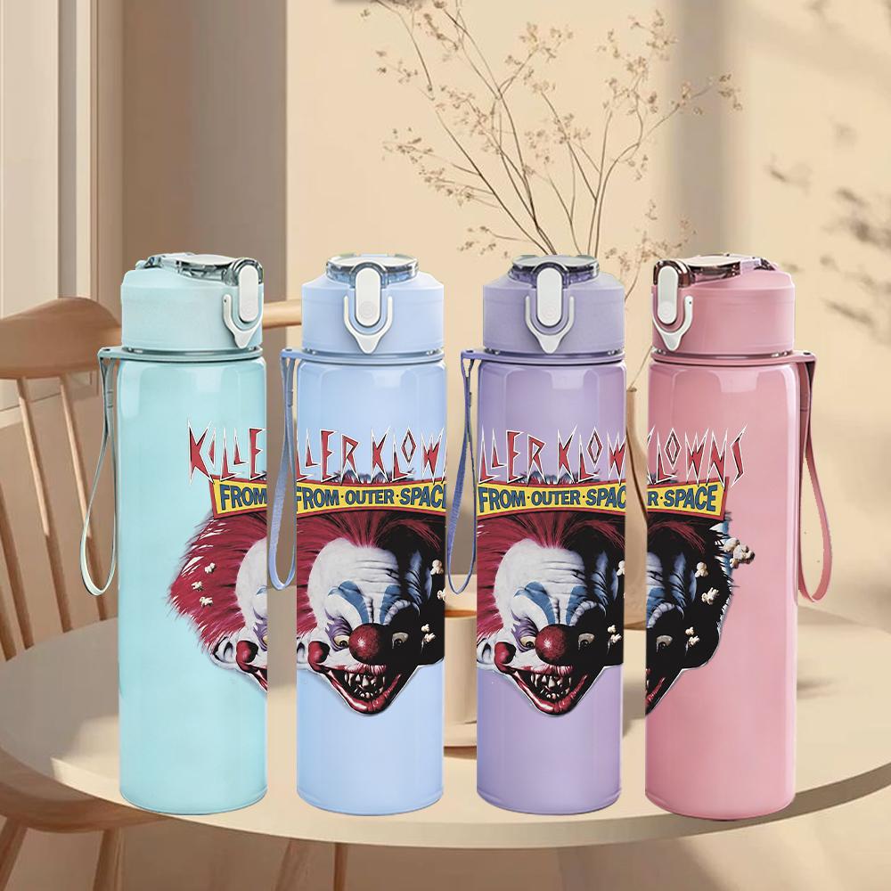 1PC Horror Clown Retro Skull Graphic Print 750ml Portable Sports Water Bottle Leakproof Gym Outdoor Travel Drink Cup