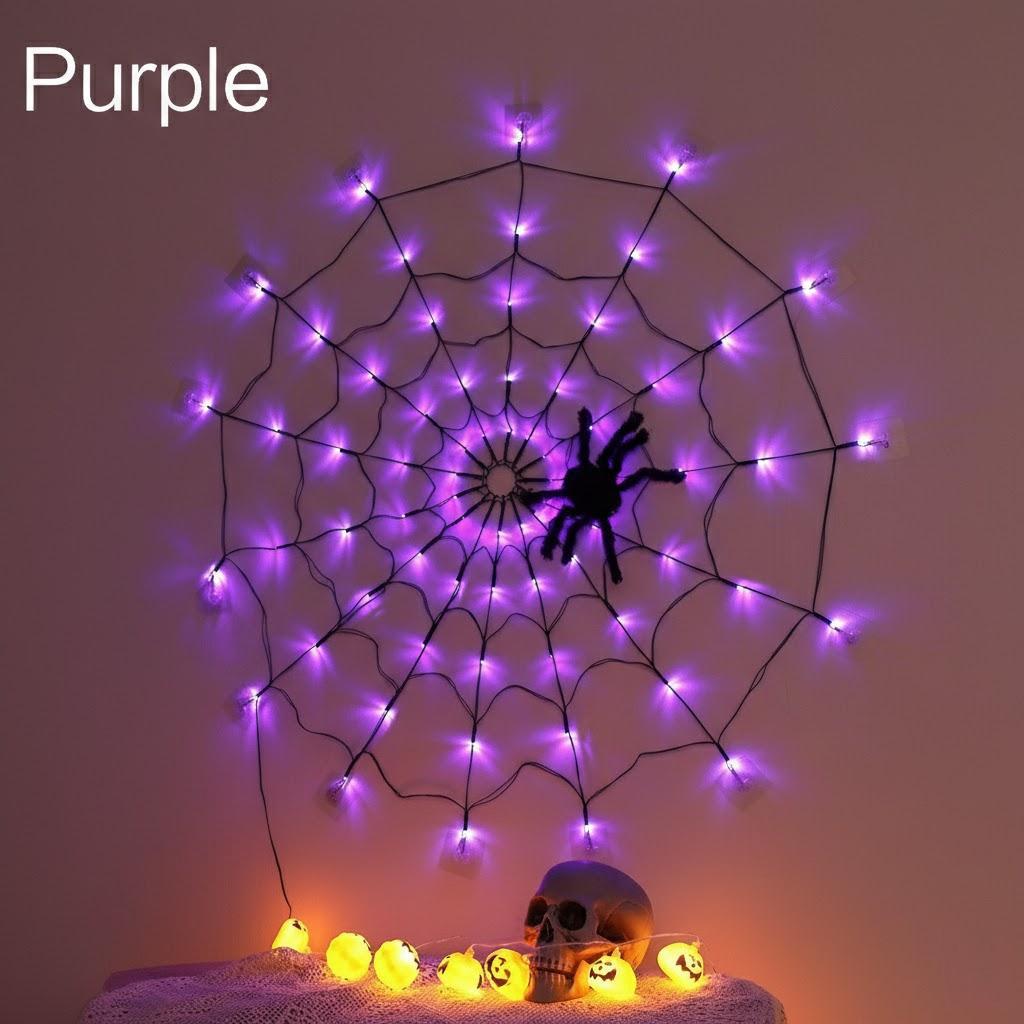 

Festive Spider Web Decorative Lights Enchanting Ambience Perfect for Halloween Parties Outdoor Indoor Home Decor фіолетовий
