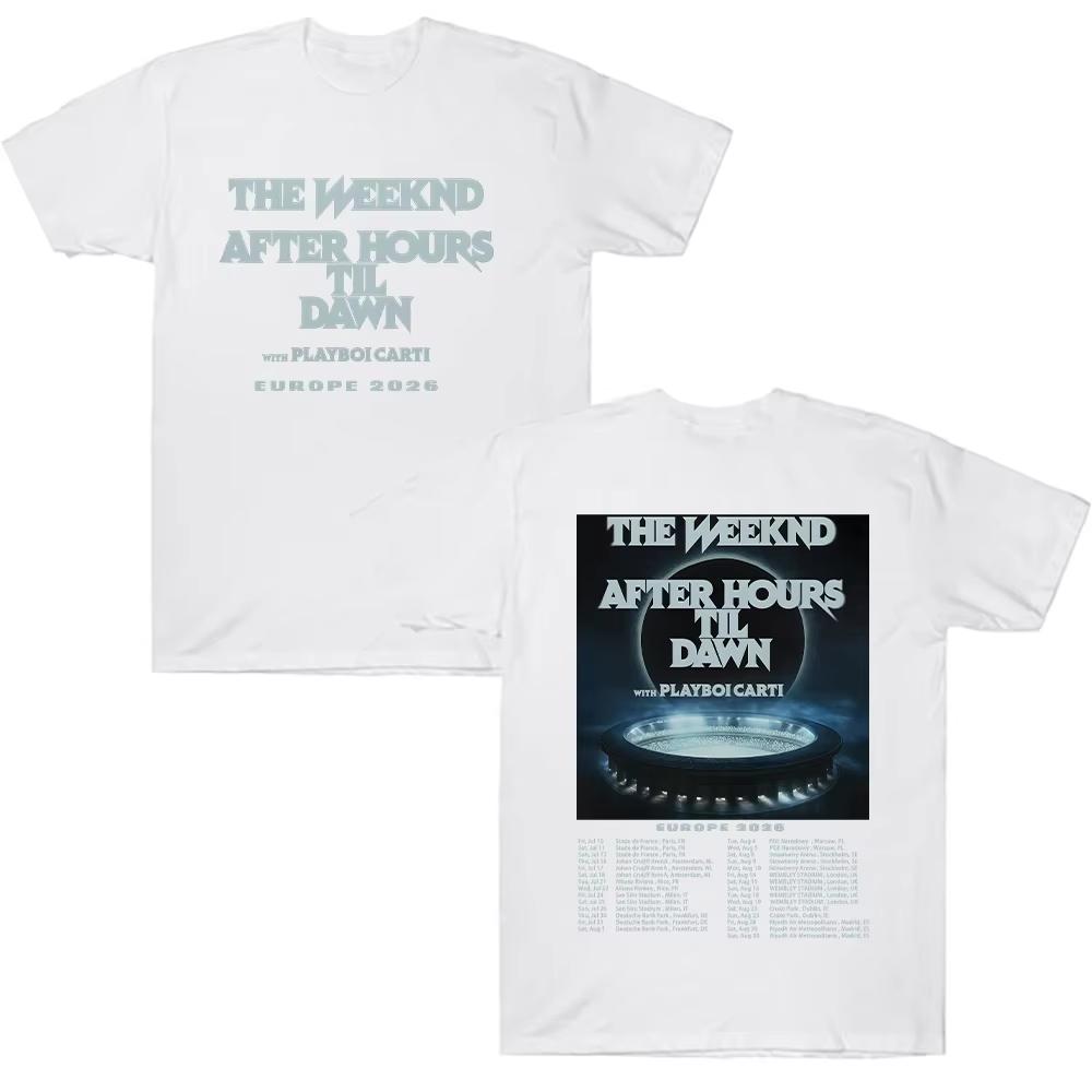 The Weeknd After Hours Til Dawn Europe 2026 Tees Graphic T Shirts Women Men Hip Hop Tshirt Trendy Style Clothes Cotton Tshirts