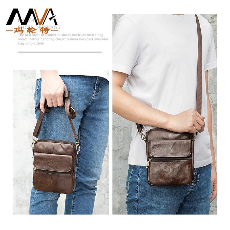 Men's Genuine Leather Crossbody Bag - European & American Style, Top Layer Cowhide, Casual Single Shoulder Bag