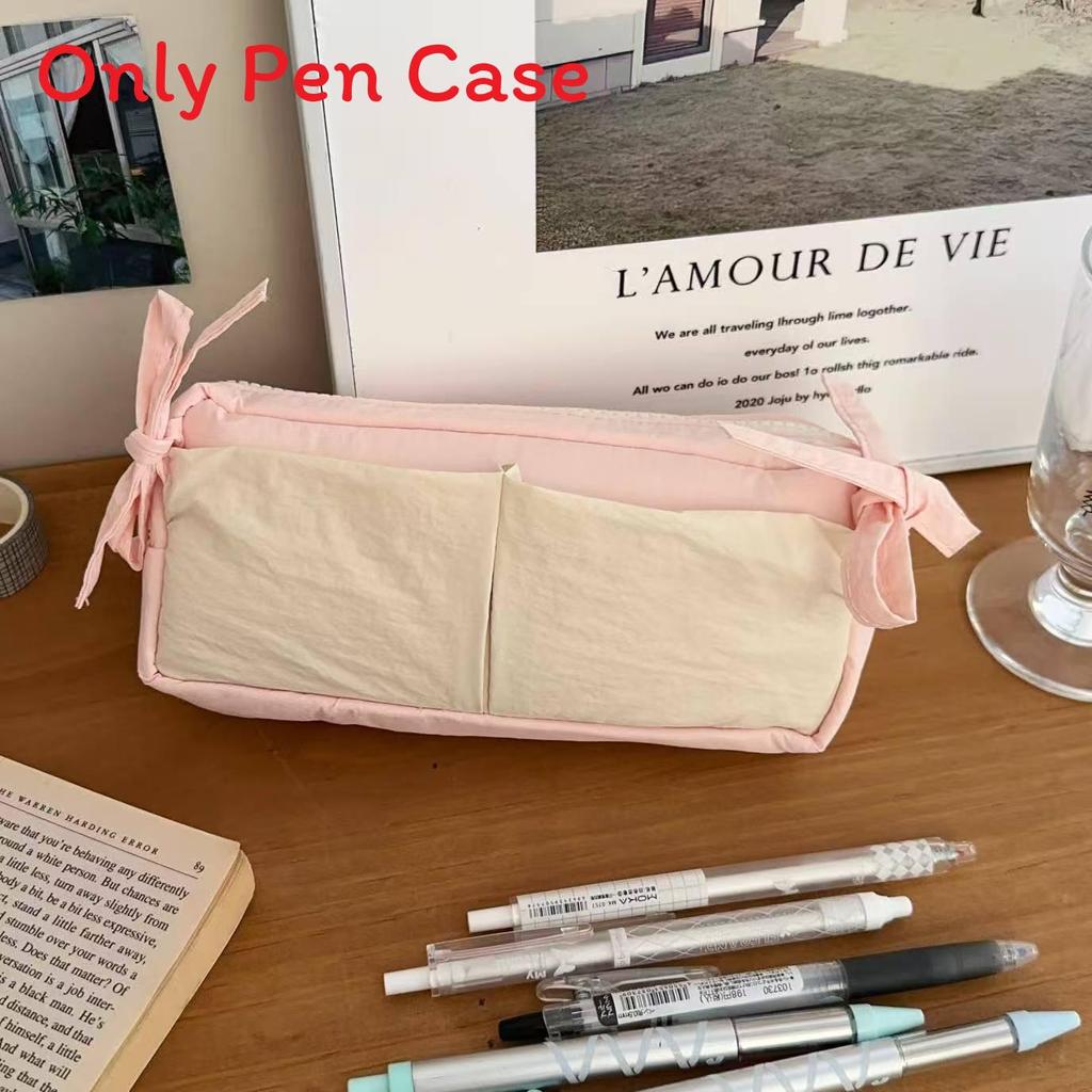 

Canvas Cloud Ribbon Butterfly Pencil Case With Large Capacity For Students And School Supplies розовый