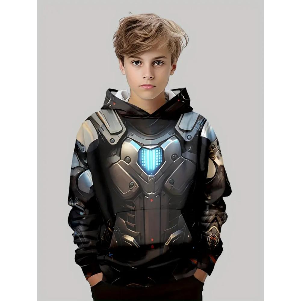 Модные мужские и женские худи Mecha 3D-принт с круглым вырезом, пуловер, повседневная уличная толстовка, детская футболка, топ, одежда 5XL