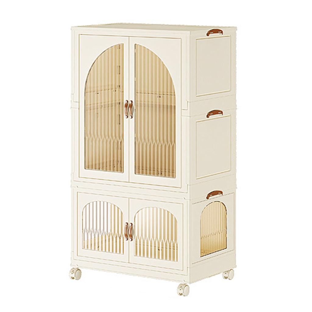 Szafa na ubrania Plastikowa Składana Bez Montażu Niska Szafka Łukowy Design Przezroczysta Garderoba