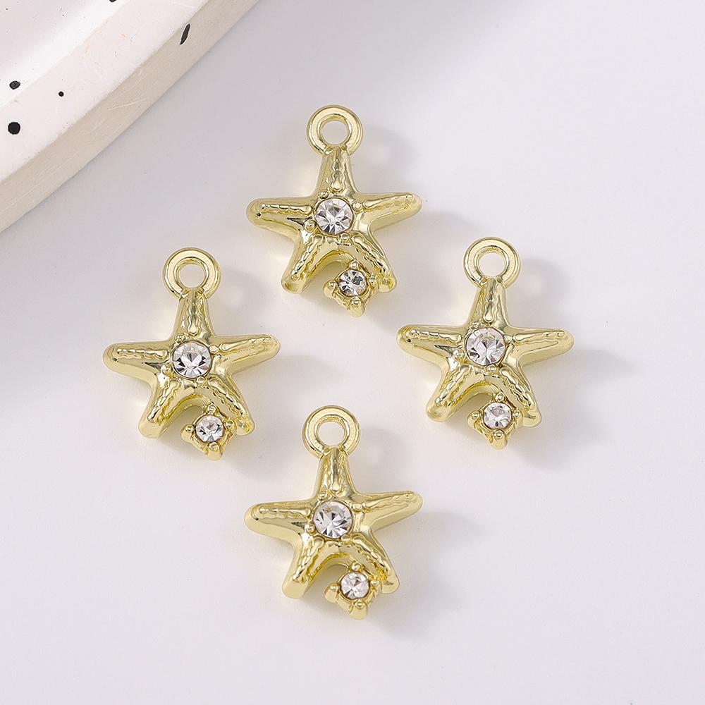 5pcs Cute Rhinestone Starfish Charms Pendants for Necklace Earrings Bracelet DIY Handmade Jewelry Making Accessories