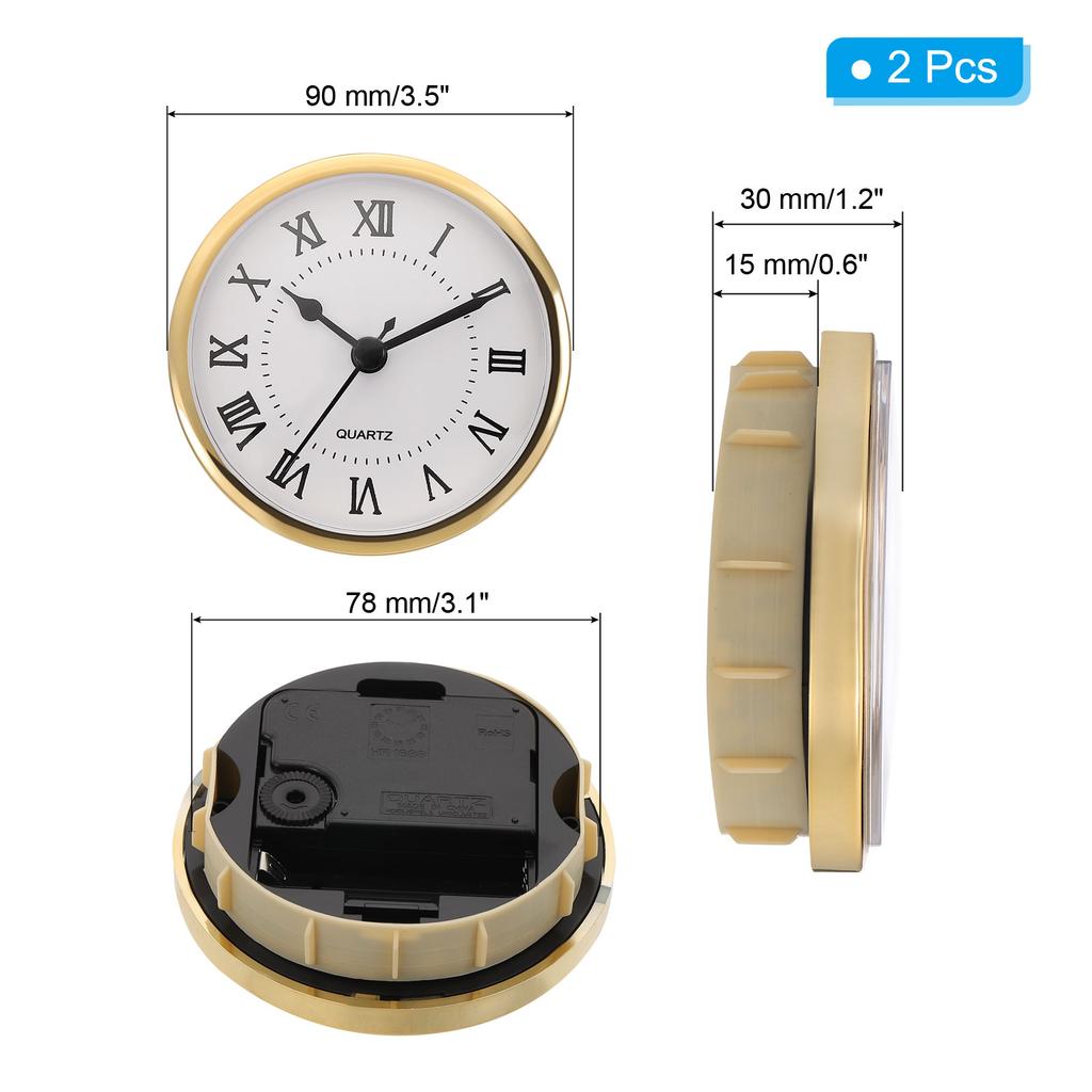 Uxcell Quartz Clock Insert Round Quartz Movement Miniature Clock Fit 78mm/61mmDiameter Hole for Replacement Home 1/2 Pcs