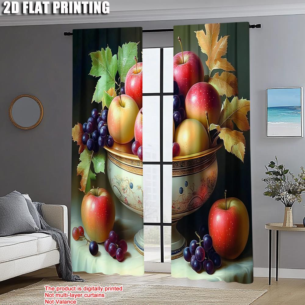 2pcs   Curtain Cloth 2D print Fresh And Delicious Fruit Machine Washable (without rod) Stuff Clearance for Living Room   Bedroom