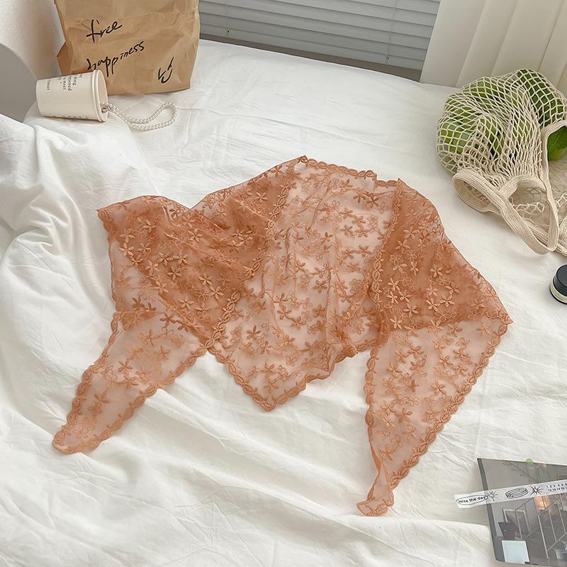 Summer Lace Triangular Scarf Sweet Leaf Scarf for Women Travel Photography Headscarf