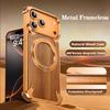 Eary Magnetic Wooden Case for iPhone 17 Pro Max Air for MagSafe Wireless Chargers 360°Rotating Stand Aluminum Solid Wood Shells