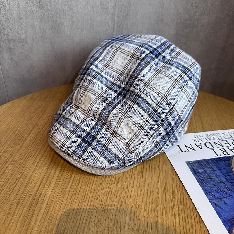 Retro Style Cotton Linen Newsboy Cap With Sun Shield For Spring And Autumn Use