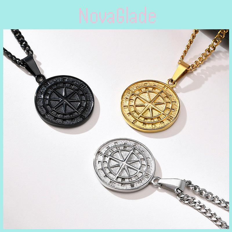 Fashionable Vintage Style Travel Compass Pendant Necklace With Geometric Design For Women