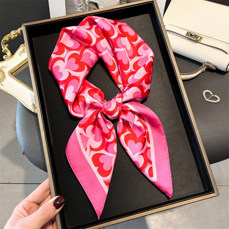 Luxury Silk Feeling Square Scarf Women  Print Satin Neckerchief Spring Hair Band Foulard Bandana Echarpe Tie Shawl Wraps