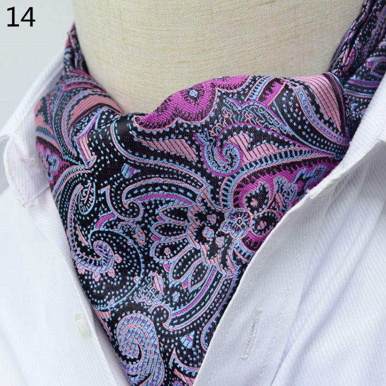 Luxury Men's Ascot Ties Vintage Paisley Cravat Self Tied British style Gentleman Polyester Silk Neck Tie Wedding FormaParty