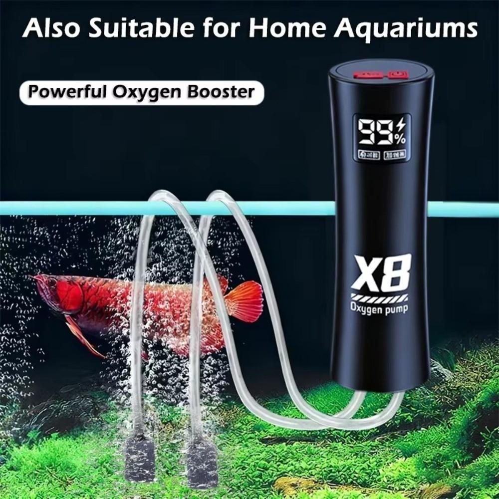 Portable X8 Oxygen Pump 5W USB Rechargeable Fish Tank Aerator Low Noise Multifunctional Aquarium Pump for Night Fishing