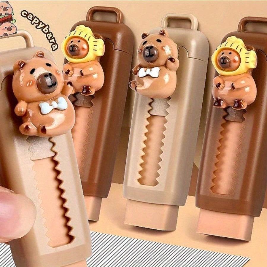 Kapibara Eraser, No Crumbs, Clean Alteration, Push-Pull Eraser, Cute Cartoon, Random Color