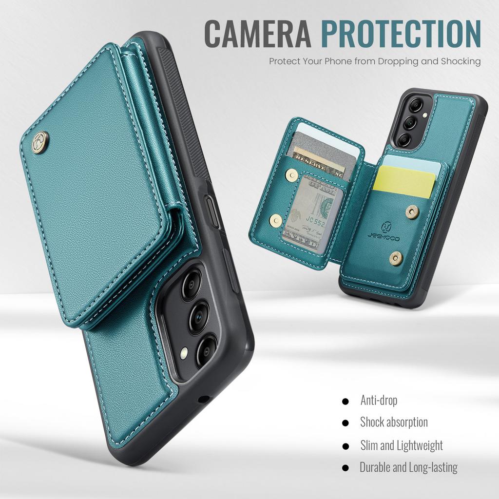 JEEHOOD J05 For Samsung Galaxy A14 4G/5G Case Leather Mobile Cover with Detachable Magnetic Card Bag