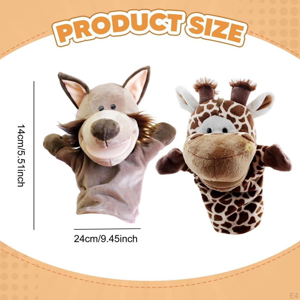 2 Pieces Animal Hand Puppet Plush Soft Toy Educational Stuffed Storytelling Puppets for Game