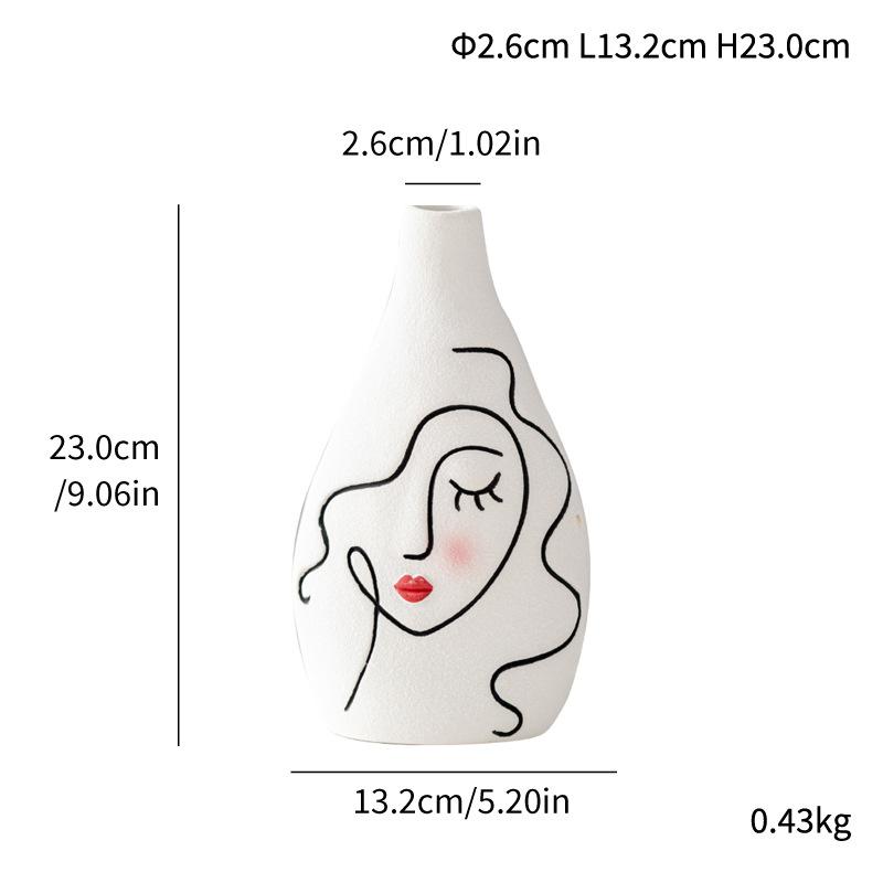 

Ваза для цветов Простые белые керамические вазы Абстрактное лицо Современный декоративный дизайн Простой креативный домашний декор Орнаменты