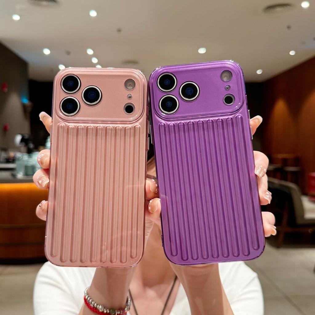 Fine Hole Vertical Pattern Light Column Shell for In for Apple 17PROMAX Trendy Girl Cute Simple Business Style Creative Mobile Phone Case