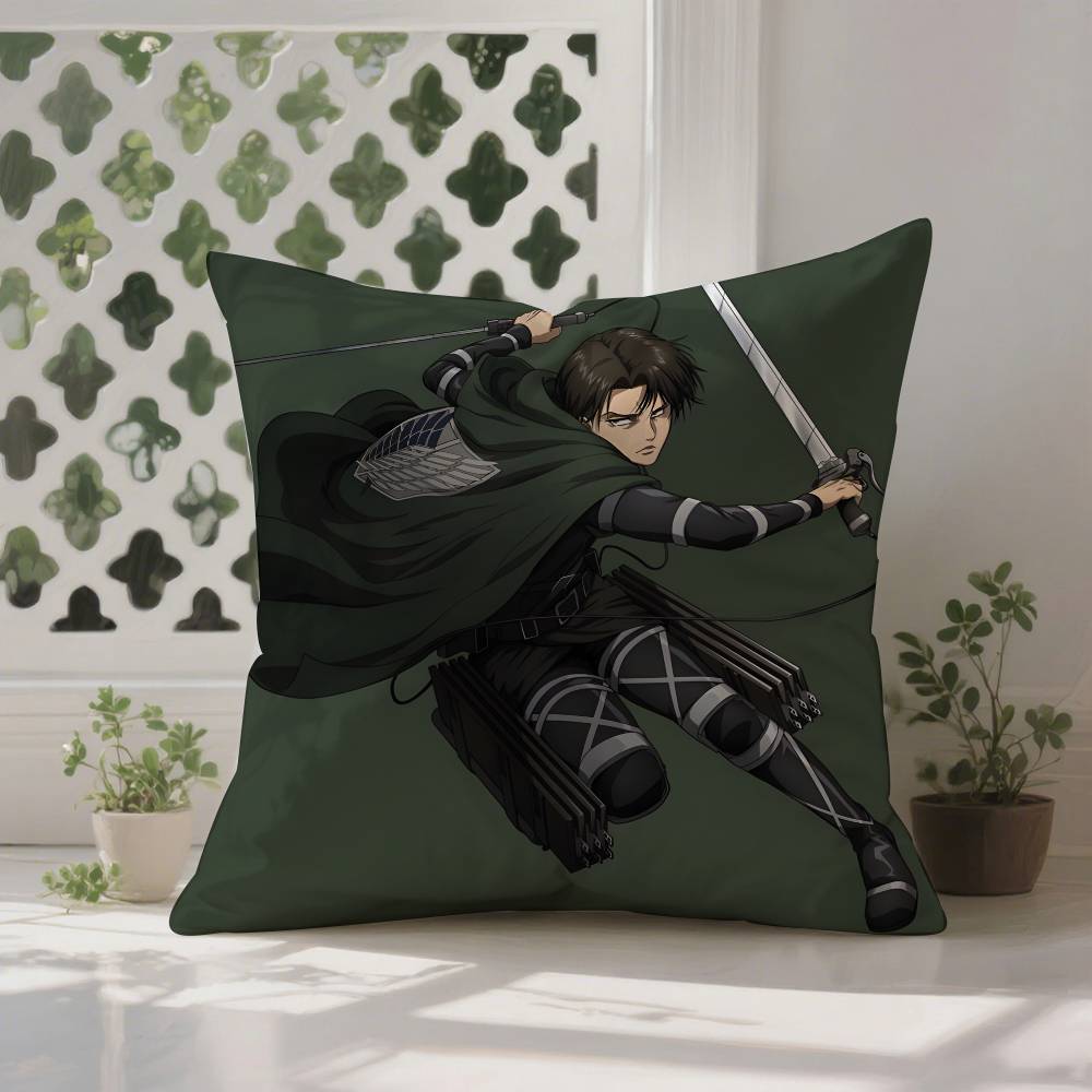 1pc Levi Ackerman Attack On Titan Pillow Case Anti-dustmite Pillowcase Invisible Zipper Silky Short Plush Sofa Cushion Cover