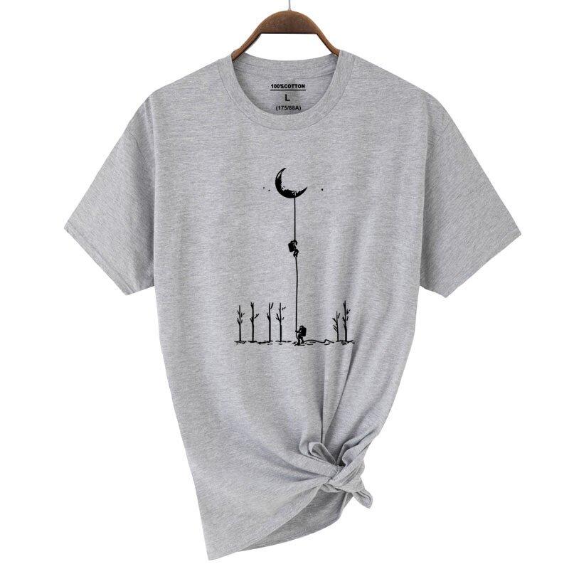 Summer WomenTshirt High Quality 100 Cotton Cool Funny Astronaut Printing Loose Big Size Lady Shirts for Women S