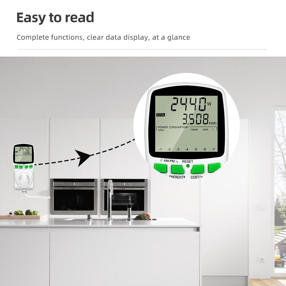 Eu/us/uk Plug Smart Ac Power Meter Wattmeter Billing Socket Plug Type Digital Lcd Voltage Current Frequency Electricity Monitor