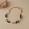 Leopard Print Elegant Pearl Retro Clavicle Necklace For Women