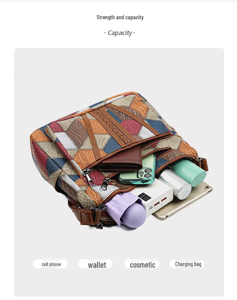 Large Capacity Women's Patchwork Leather Crossbody Sling and Shoulder Tote Bag for Work Commute