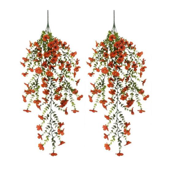 1/2/3/6Pcs Hanging Artificial Violet Flower UV Resistant Realistic Fake Flower Wedding Party Indoor Outdoor Garden Wall Hanging Faux Flower Decoration