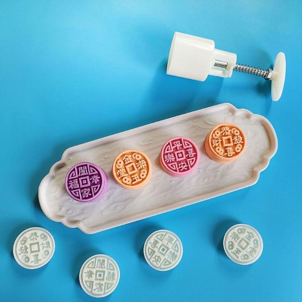 

Round Mooncake Mold Hand Press Pastry Mold Cake Decor Dessert
