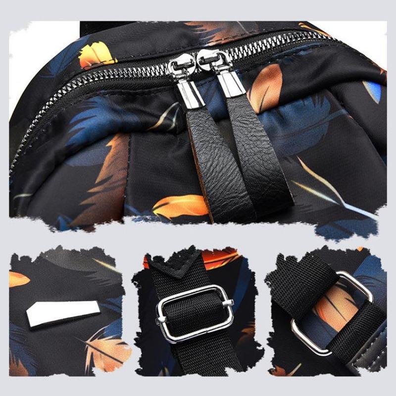 1Pc Feather Butterfly Print Backpack Female Oxford Cloth Waterproof Travel Casual Schoolbag Brand Ladies Large Capacity Backpack for Teenagers