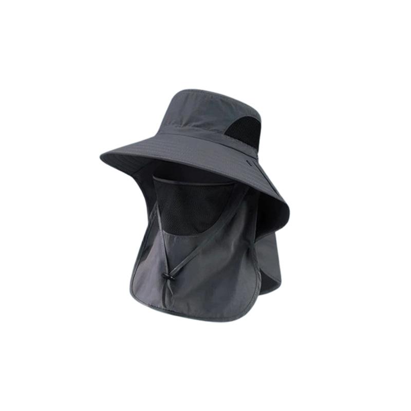 Sun protection hat, outdoor fisherman's hat, detachable face mask, quick-drying hat, large brim hiking hat