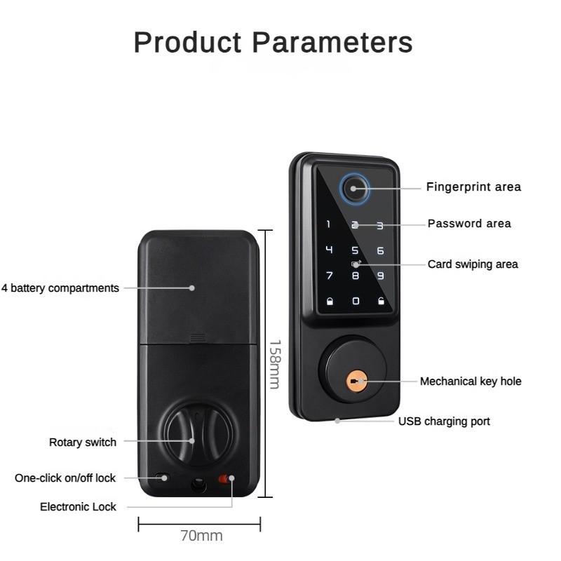 APP Remote Operation Door Lock WiFi Fingerprint Smart Lock Indoor Password Wooden Door Lock