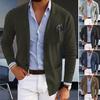 Veste de costume pour homme, couleur unie, revers, manches longues, simple boutonnage, avec poches, ouverte sur le devant, vêtements de travail