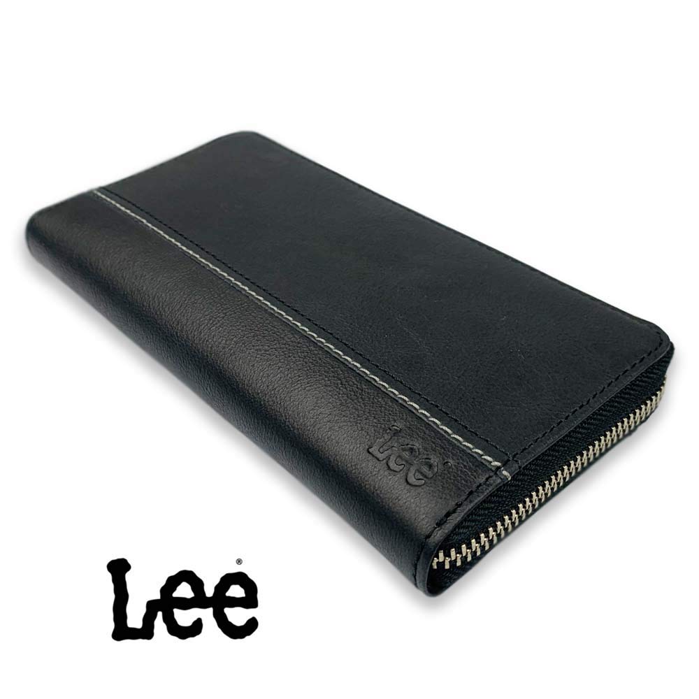 Lee Stitch Design Round Zipper Long Wallet (KHAKI)
