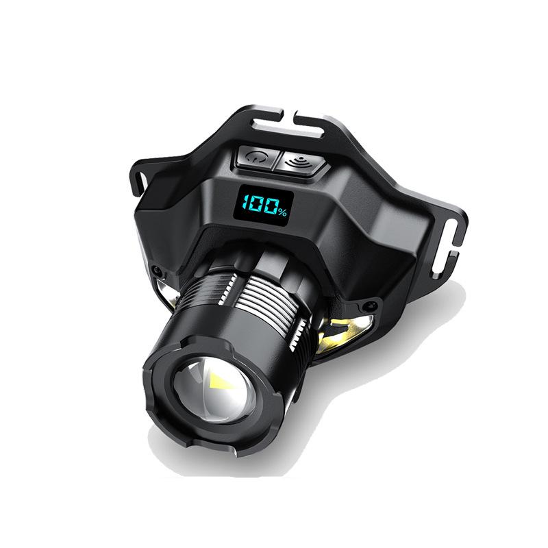 Rechargeable High-Lumen Headlamp with Digital Display for Night Fishing and Emergencies