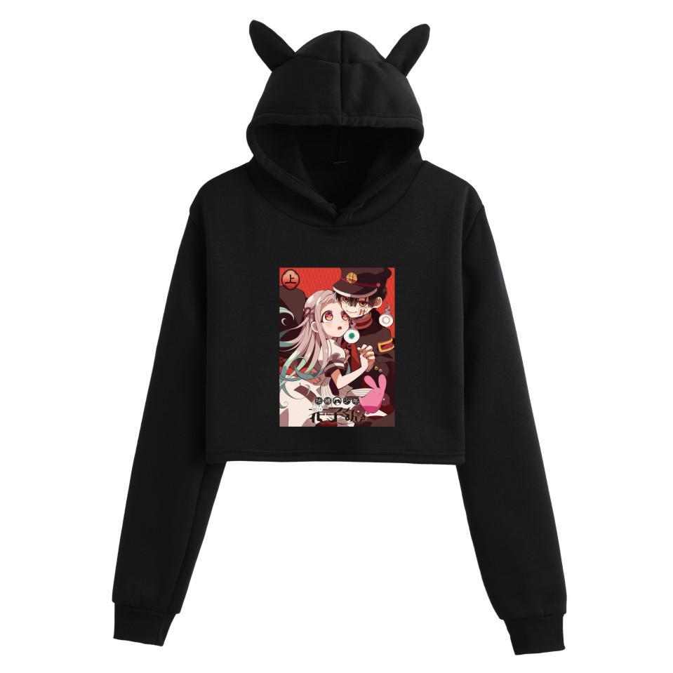 Jibaku Shonen Hanako-kun Crop Top Mikina s kočičími oušky pro dívky