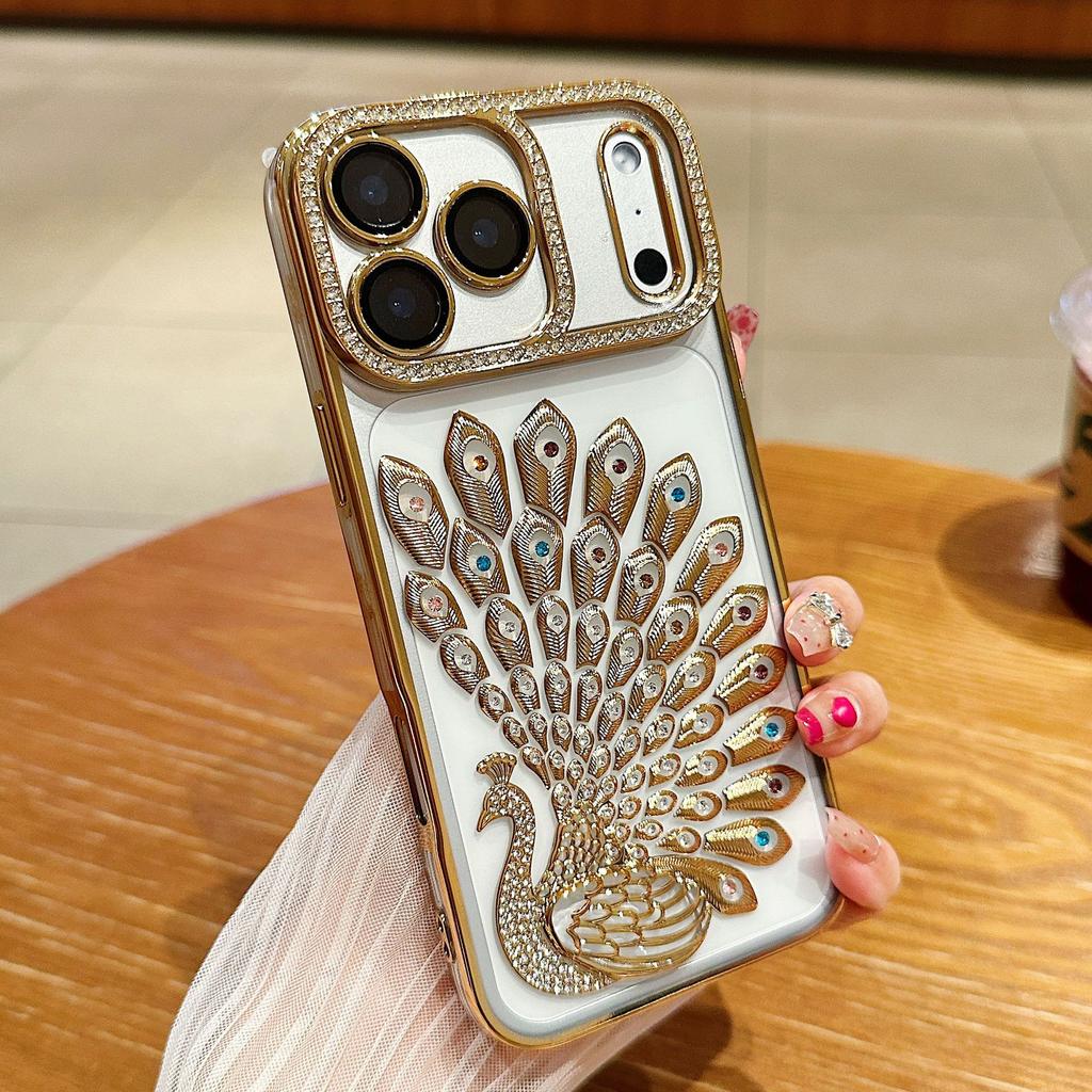 Anwendbar auf Apple 17 ProMax Glitzer Pfau Handyhülle Strass IPhone 16 Neue High-End-Haptik 15 Schutzhülle