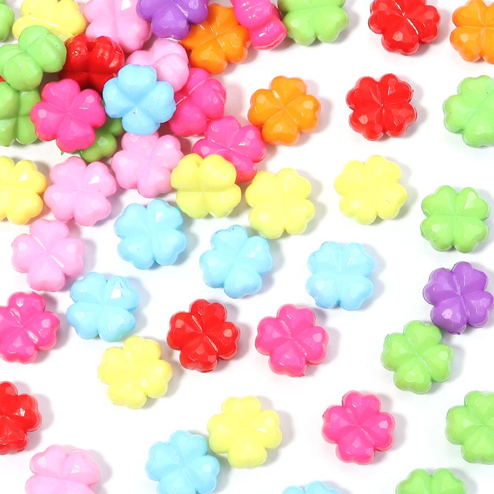 50pcs/lot Colorful Faceted Four Leaf Clover Acrylic Beads Loose Spacer Beads For Jewelry Making DIY Necklace Bracelet Earrings
