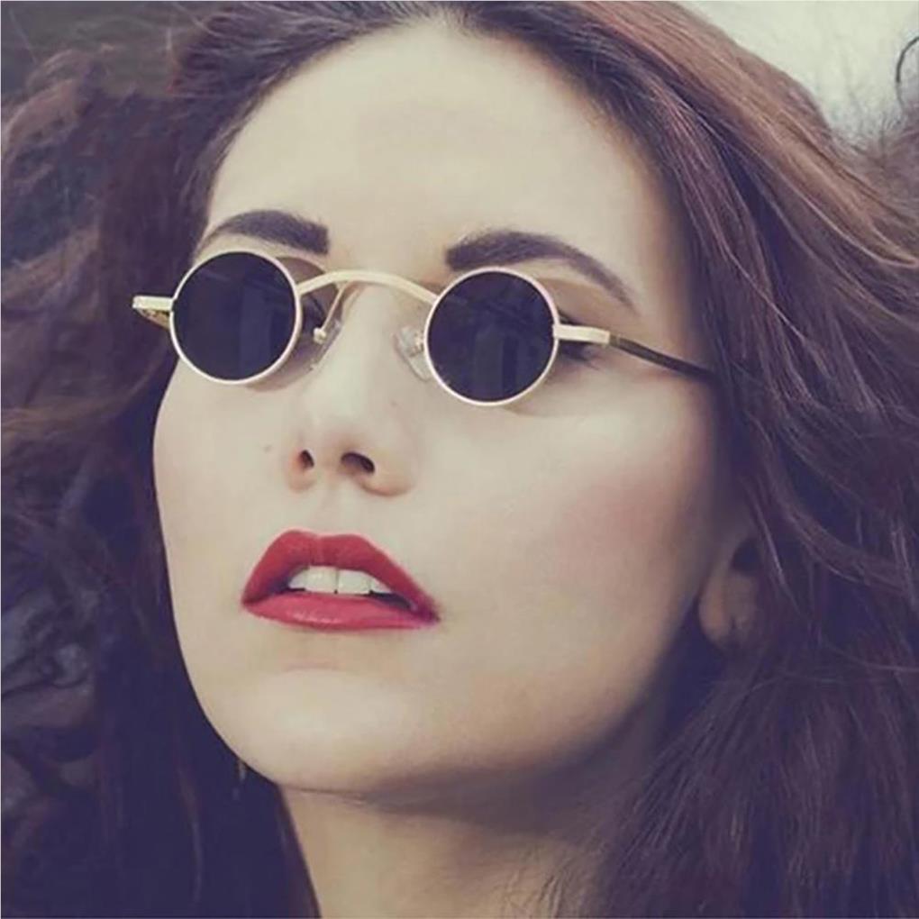 Sunglasses Rock Punk Glass Vintage Style Round Lens Sunproof Unisex Small Circle Hippie Accessories Anti-UV Sun Glasses Outdoor