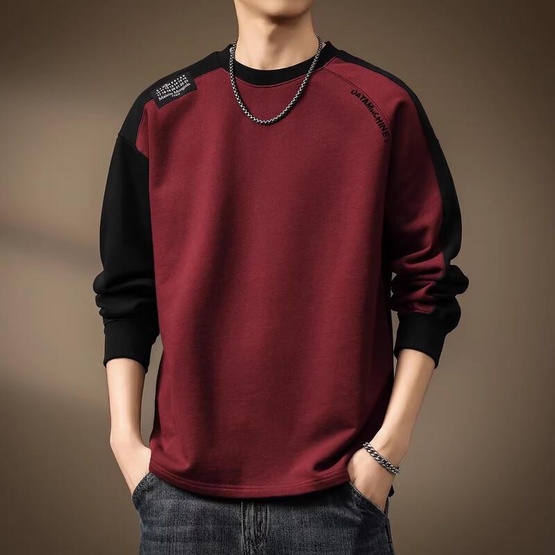 

Men s American Style Color Block Heavyweight Cotton Long Sleeve T-Shirt 2XL