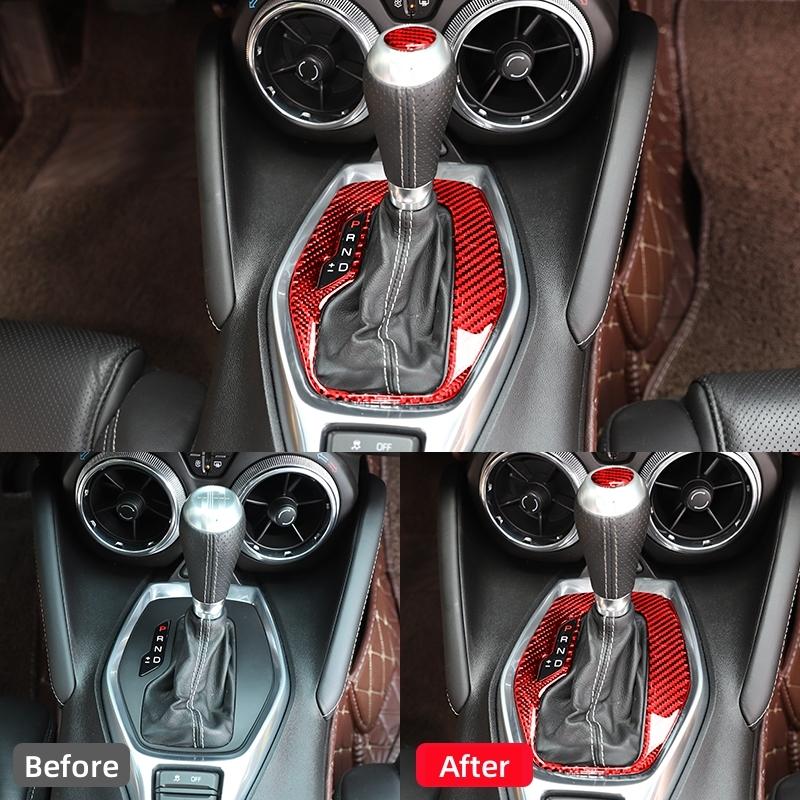 For Chevrolet Camaro 2017- Accessories Interior Real Carbon Fiber Car Gear Shift Panel Frame Cover Decorative Stickers