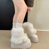 Good-looking Snow Boots, Small Thickened Northeast Piled, Thin, Thin and Tall, White Cold-proof, Fluffy, Huge Thick Bottom
