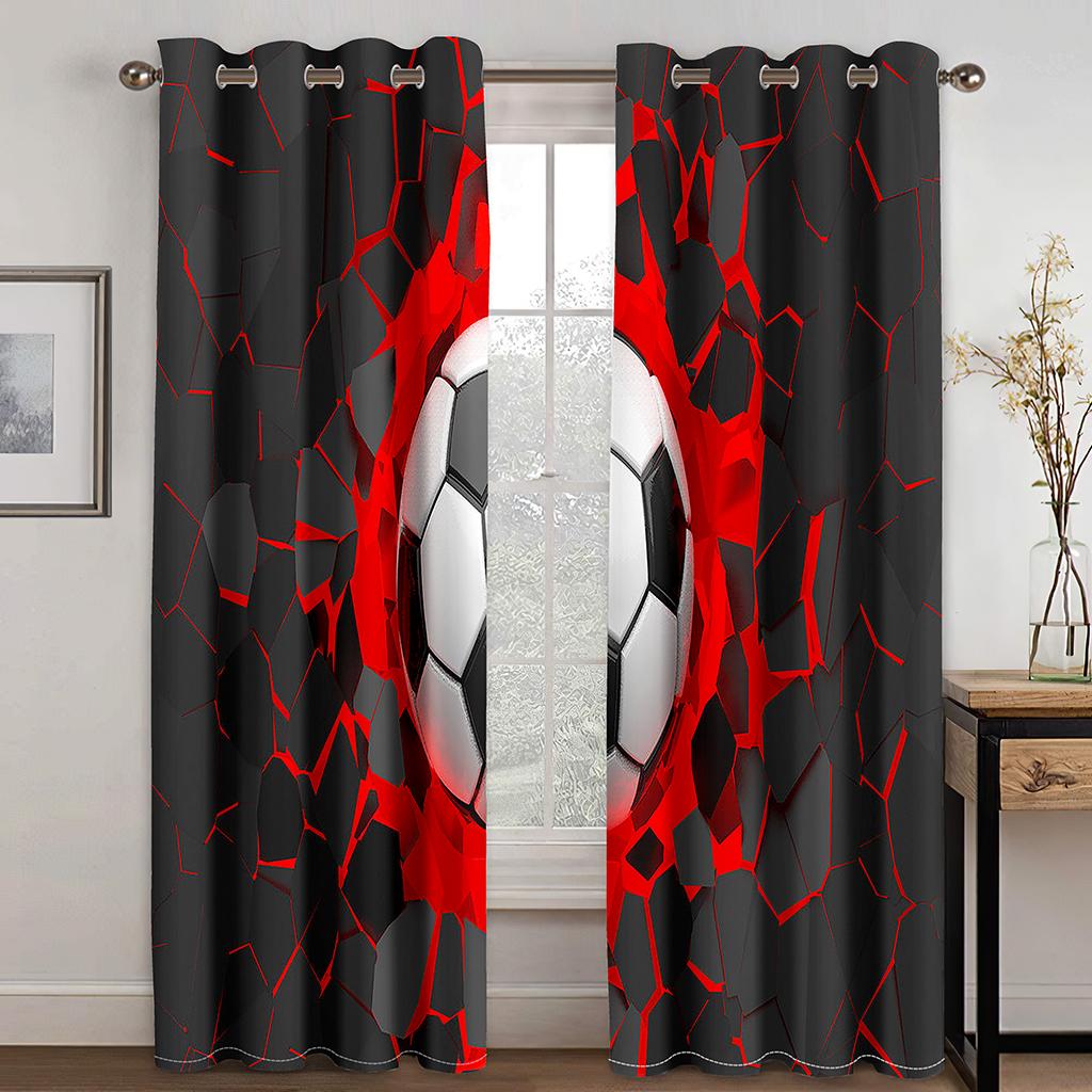 Cool ball curtain football basketball football baseball, a set of two pieces, home bedroom living room curtain