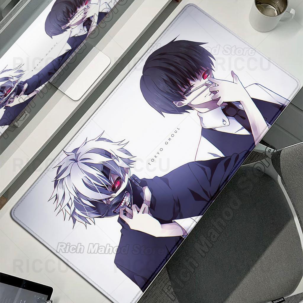Black White Anime Desk Mat Tokyo Ghoul Mousepad Kaneki Ken Computer Gamer Non-slip Mouse Pad HD XXL PC Keyboard Desk Pad Playpad