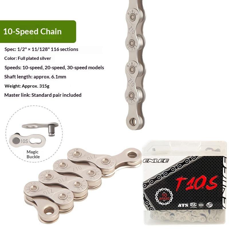 ENLEE Mountain Bike Road Bike Chain 8 9 10 11 12 Speed Plated Chain, Rust Proof with Magic Buckle