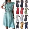 Women's Summer Casual Ruffle Short-Sleeved Waist-Skimming Polka Dot Floral Dress