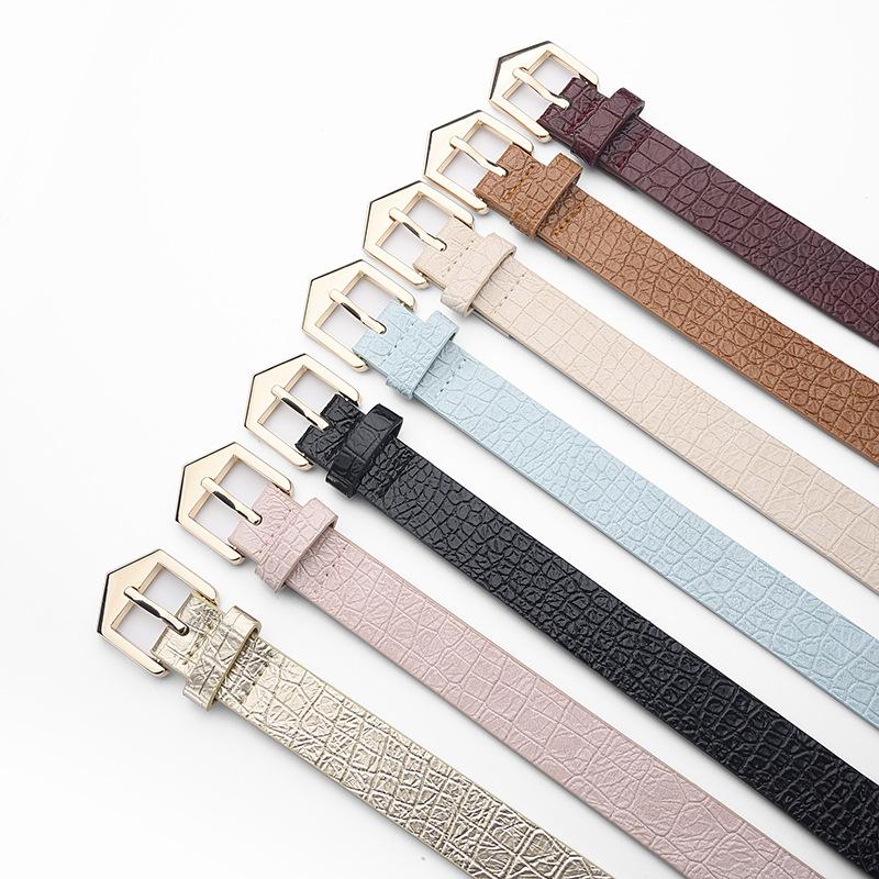 Women's Fashion Belt Crocodile Pattern Pin Buckle PU Leather Minimalist Waistband for Jeans