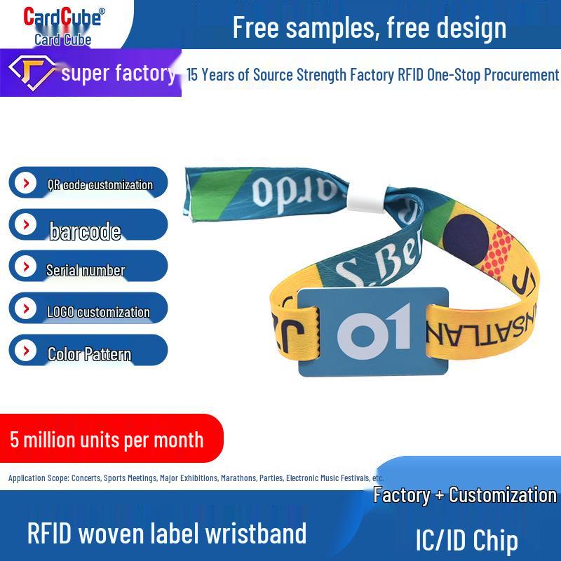 

Scenic Spot Admission NFC RFID Concert Event Wristband with Heat Transfer Woven Label